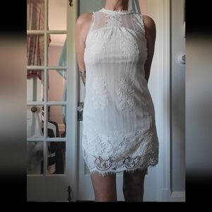 Elegant Vintage Style White Lace Dress